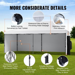 10x20FT Outdoor Camping Canopy Screen Tent With Removable Sidewalls White