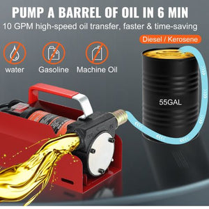 10 GPM 12V Portable Fuel Transfer Pump Kit with Auto Nozzle