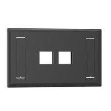 2 Port Flush Mount Screw On Faceplates With Label Pocket Black NK2FBL