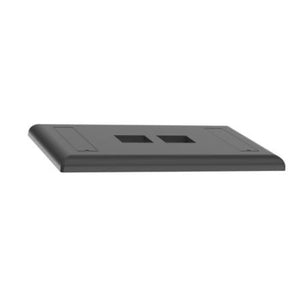 2 Port Flush Mount Screw On Faceplates With Label Pocket Black NK2FBL