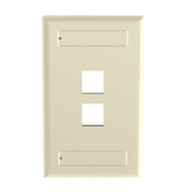 2 Port Flush Mount Screw On Faceplates With Label Pocket Electric Ivory NK2FEIY