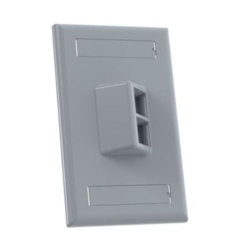 2 Port Horizontal Sloped Faceplate With Label Pocket International Gray NK2HSFIGY