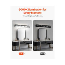 IP44 Waterproof Modern 5 Light LED Vanity Wall Light Bar with Black Finish for Bathroom & Hallway