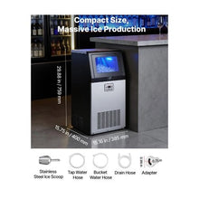 High Performance Compact Commercial Ice Maker 120 lbs/24H with LED Display & Self-Cleaning for Home, Bar & Restaurant