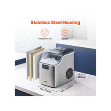 Portable 3 Size Options and Ice Basket Stainless Steel Ice Maker with 15-Minute Ice Production 45 Lbs/24H