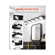 IP44 Waterproof Modern 5 Light LED Vanity Wall Light Bar with Black Finish for Bathroom & Hallway
