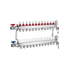 12 Port Radiant Floor Heating Manifold 1/2 PEX Tubing Stainless Steel Hydronic PEX Manifold Kit with 1/2 Adapters