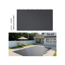 Anthracite 3.5 x 6 m Rectangle Inground Pool Safety Cover PVC Mesh Winter Cover with Drainage Holes Fits 10.5 x 18.6 ft Pools Dark Grey