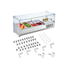 48 Inch Commercial Sandwich Prep Table with Refrigerated Condiment Holder & Glass Lid