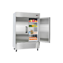 Heavy Duty 54 Inch Commercial Reach-In Refrigerator 43.2 Cu.Ft Double Door Stainless Steel Refrigerator