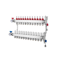 12 Port Radiant Floor Heating Manifold 1/2 PEX Tubing Stainless Steel Hydronic PEX Manifold Kit with 1/2 Adapters