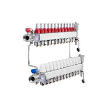 12 Port Radiant Floor Heating Manifold 1/2 PEX Tubing Stainless Steel Hydronic PEX Manifold Kit with 1/2 Adapters