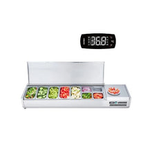Commercial 71 Inch Countertop Refrigerated Condiment Station with Combination Food Pans and Stainless Guard