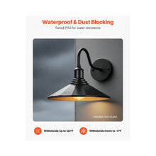 E26 Bulb Farmhouse Metal Barn Style Gooseneck Outdoor Wall Light Black 2 Pack