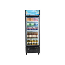 Single Door Commercial Display Refrigerator, 15.9 Cu.Ft / 450L Beverage Merchandiser Cooler with Illuminated Light Box Adjustable Shelving & Soft LED Lighting