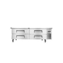 Commercial 72 Inch Refrigerated Chef Base with 4 Drawers & Heavy Duty Stainless Steel Work Surface