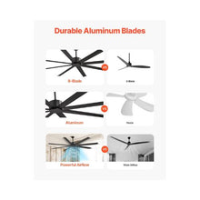 High Airflow 84 Inch Aluminum Blade Ceiling Fan with Remote Control for Patio & Living Room