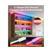 V-Profile LED Strip Aluminum Channel with Frosted Cover & Mounting Clips 3.3 ft