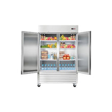 Heavy Duty 54 Inch Commercial Reach-In Refrigerator 43.2 Cu.Ft Double Door Stainless Steel Refrigerator