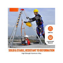 Heavy Duty 2600 lbs Confined Space Tripod Rescue Kit 8 ft Adjustable Legs 98 ft Cable, Winch, Safety Harness & Storage Bag