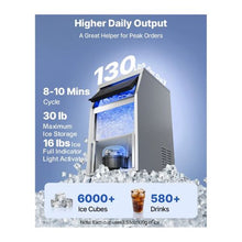 High Performance Commercial Ice Maker Machine 130 lbs/24H with 30 lb Storage Bin