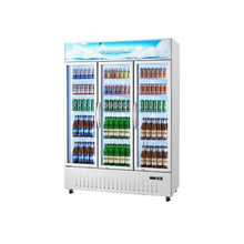36.4 Cu.Ft Commercial Triple Glass Door Merchandiser Refrigerator with 12 Adjustable Shelves & LED Lighting