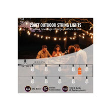 Heavy Duty 200FT Outdoor Extra Long 2700K Dimmable Patio LED Bulb String Lights