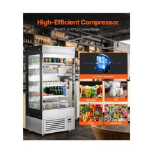 Commercial Air Curtain Display Cooler 18.4 Cu.Ft. Open Shelf Refrigerator for Stores & Restaurants
