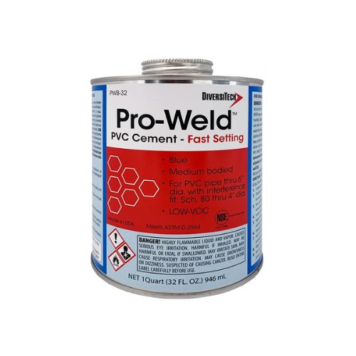 32 oz Fast Setting PVC Solvent Cement For Wet Installations Blue PWB-32