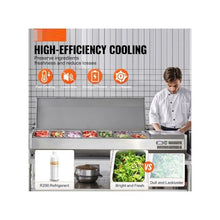 Commercial 71 Inch Countertop Refrigerated Condiment Station with Combination Food Pans and Stainless Guard
