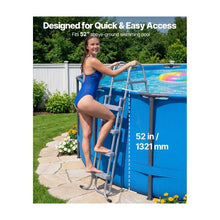 52-Inch 4-Step A-Frame Above-Ground Pool Ladder Steel Swimming Pool Stairs with Wide Non-Slip Steps 300 lb Capacity, Gray
