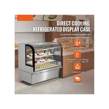 505L Refrigerated Bakery Display Showcase 18 Cu.Ft. Commercial Glass Display Case with LED Lighting Downdraft Cooling & Casters