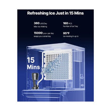 Commercial Ice Cube Production System with 360LB Daily Output and 300LB Storage Capacity