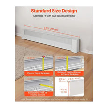 4 Ft Replacement Cover for Electric Steel Baseboard Heater Easy Installation for Bedroom Replacing Old Cover White