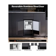 Compact 15 Lb/24H Built-In Under Counter Ice Maker with Reversible Stainless Steel Door for Commercial Home Kitchen