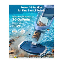 Handheld Rechargeable Pool Vacuum Cleaner 26 GPM Cordless Pool Spa & Hot Tub Cleaner Extension Pole