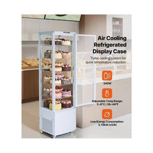 278L Square Pastry Display Case 5 Shelf Refrigerated Cake Display Cooler with LED Lighting