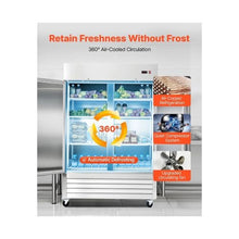 Heavy Duty 54 Inch Commercial Reach-In Refrigerator 43.2 Cu.Ft Double Door Stainless Steel Refrigerator