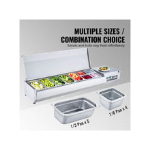 Commercial 71 Inch Countertop Refrigerated Condiment Station with Combination Food Pans and Stainless Guard