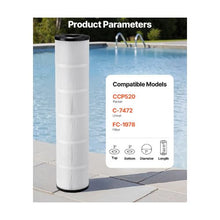 High Efficiency 525 Sq. Ft. Swimming Pool Filter Cartridge Replacement 4 x 130 Sq. Ft. Spa & Hot Tub Filter Elements Compatible with Pentair CCP520