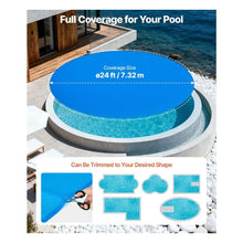 24 ft Round 16 Mil Solar Pool Cover PE Bubble Swimming Pool Blanket Heat Retaining Cover for Daytime Heat Absorption & Nighttime Heat Retention Blue