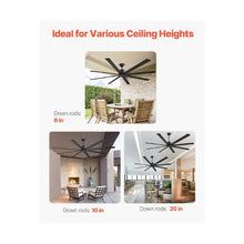 High Airflow 84 Inch Aluminum Blade Ceiling Fan with Remote Control for Patio & Living Room