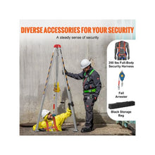 Heavy Duty 2600 lbs Confined Space Tripod Rescue Kit 8 ft Adjustable Legs 98 ft Cable, Winch, Safety Harness & Storage Bag