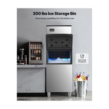 Commercial Ice Cube Production System with 360LB Daily Output and 300LB Storage Capacity