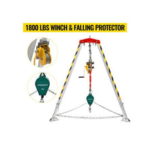 Heavy Duty Confined Space Tripod Rescue Kit with 1,800 lbs Winch, 8 ft Support Legs & 98 ft Cable for Rescue Operations