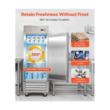 29 Inch Commercial Reach In Upright Freezer 22 Cu.Ft. Single Door Stainless Steel with Auto-Defrost & Adjustable Shelves