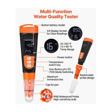 3-in-1 Digital pH EC TDS Meter Multi-Parameter Water Quality Tester 3-Point Calibration IP68 Waterproof Probe VA Display Calibration Powder Kit