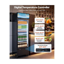 Single Door Commercial Display Refrigerator, 15.9 Cu.Ft / 450L Beverage Merchandiser Cooler with Illuminated Light Box Adjustable Shelving & Soft LED Lighting