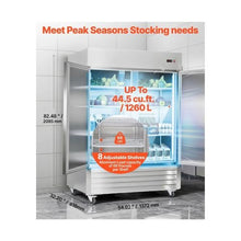 Heavy Duty 54 Inch Commercial Reach-In Refrigerator 43.2 Cu.Ft Double Door Stainless Steel Refrigerator