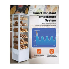 278L Square Pastry Display Case 5 Shelf Refrigerated Cake Display Cooler with LED Lighting